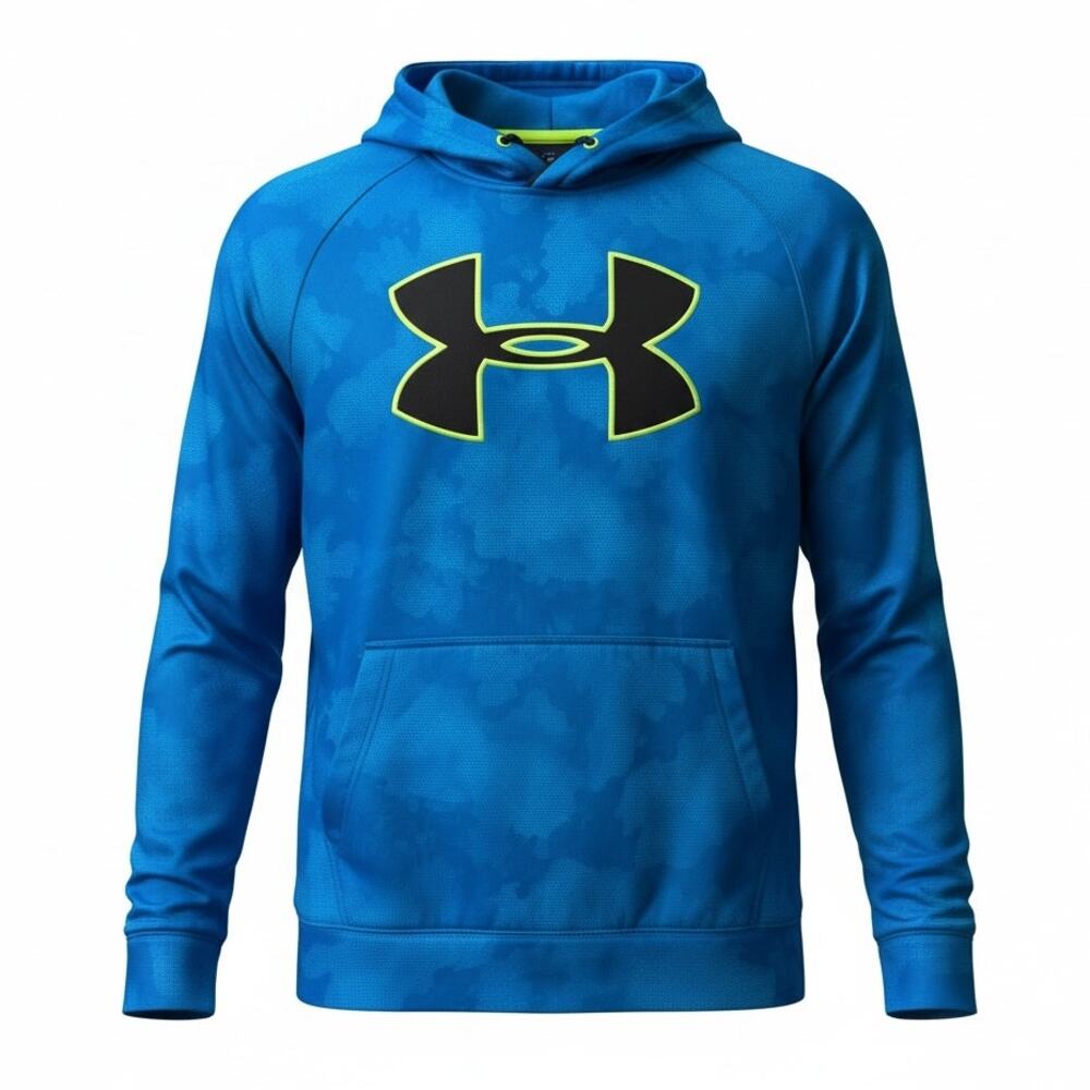Under Armour Storm Men's Medium Blue Armour Fleece Big black Logo Hoodie